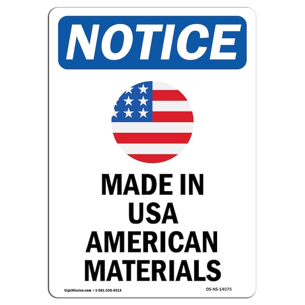 Signmission OSHA Notice, 7" Height, Made In USA American Sign With Symbol, 7" X 5", Portrait OS-NS-D-57-V-14075 - main